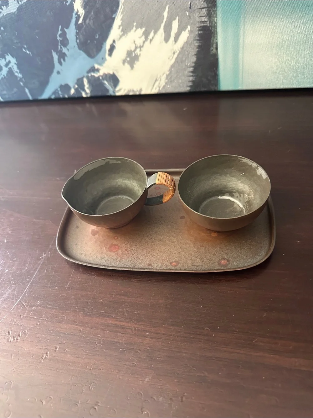 Vintage Copper Creamer & Sugar Bowl Set